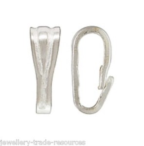 Antique Sterling Silver Pendant Pinch Bail Clasp - Oxidized Finish, 925 Silver