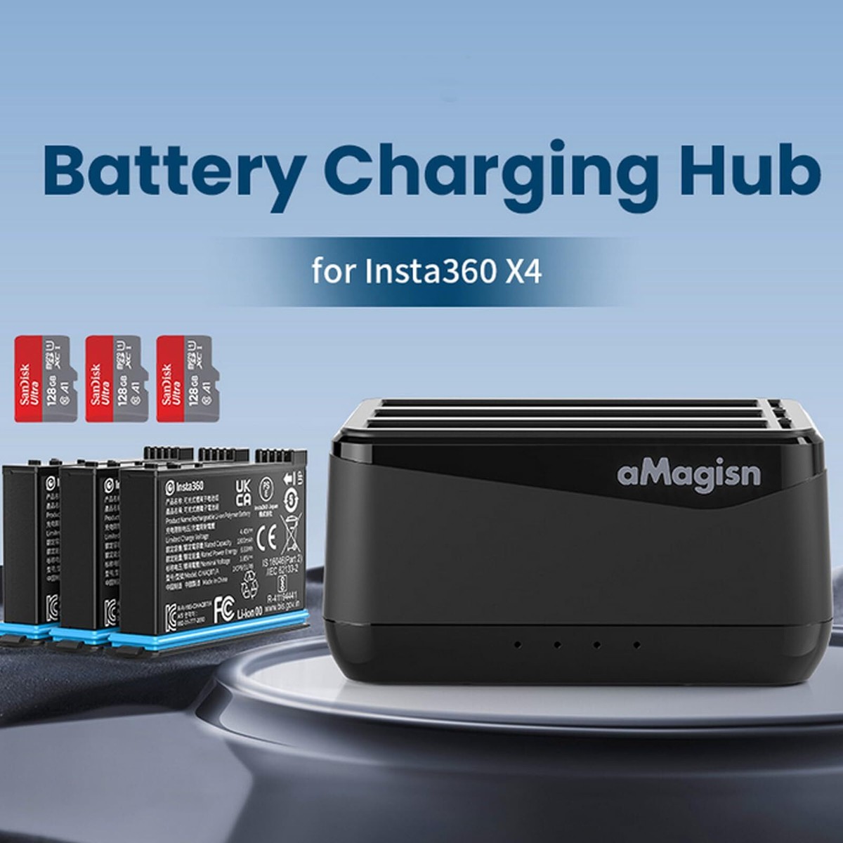 Hub Di Ricarica Rapida Per Insta360 X5 - Doppia Batteria, Display LED, Protezioni Di Sicurezza, Con Cavo USB