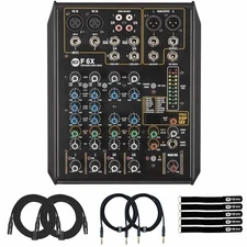 RCF F6X 6-Channel Multi-FX Analog PA Live Sound Mixing Console with Cables