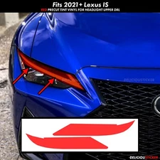Fits 2021-2025 Lexus IS RED Headlight Drl Headlight Decal Tint Overlay Vinyl Ppf