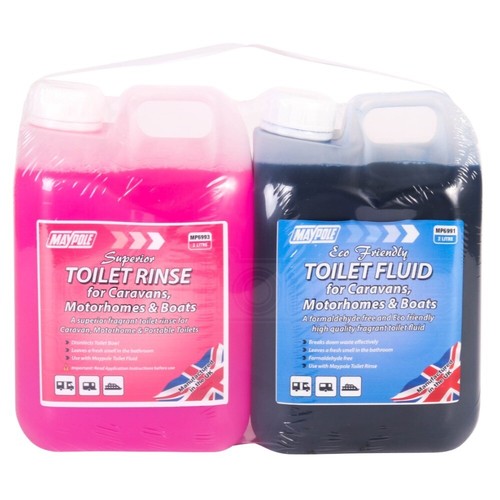 Eco Friendly Chemical Toilet Fluid & Rinse 2L Twin Pack for Caravan
