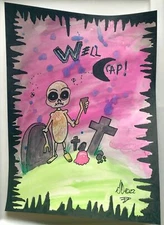 ZOMBIE ICE CREAM ORIGINAL OUTSIDER ART BY GEORGE SILLIMAN WATERCOLOR LOWBROW