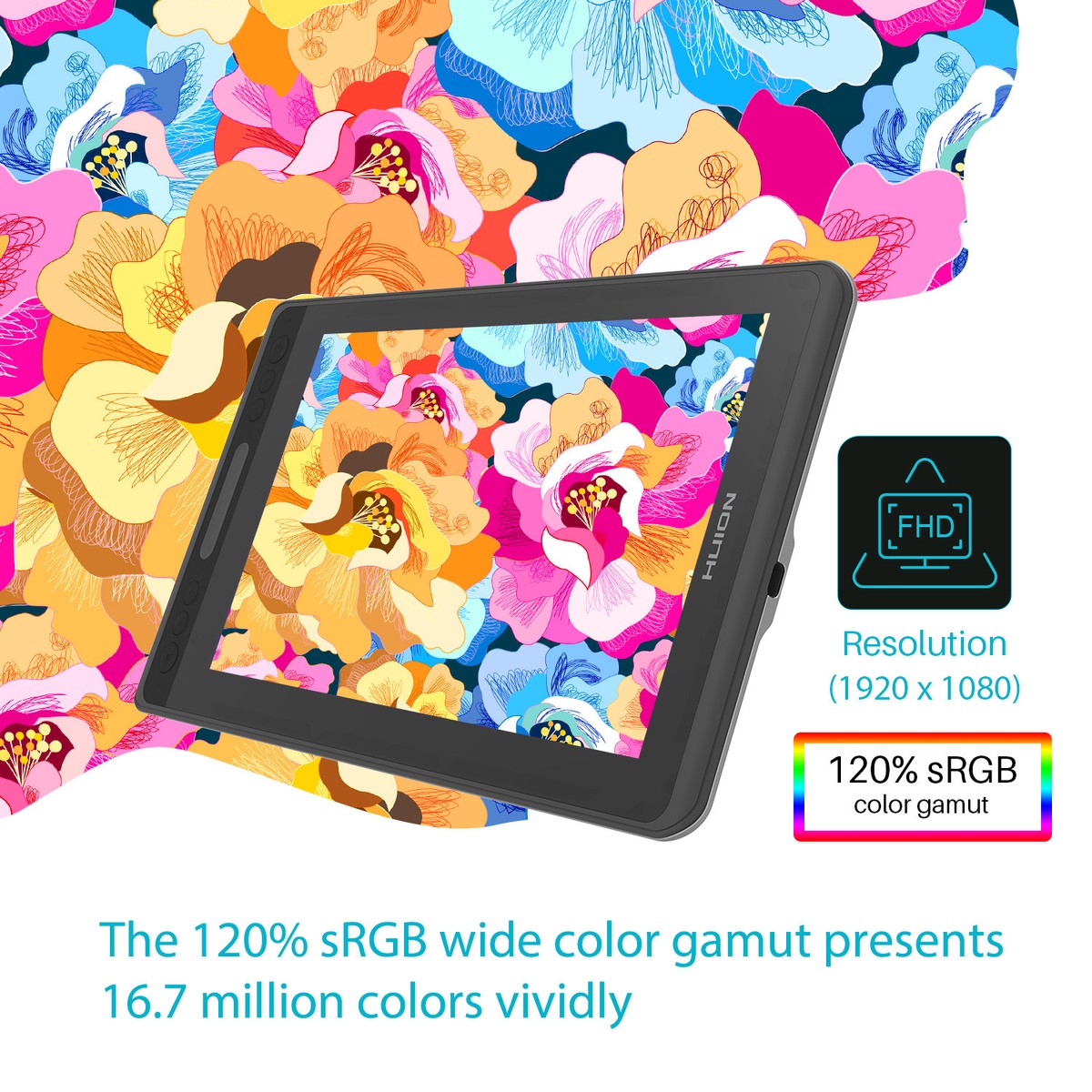 HUION Kamvas 12 11.6 Pollici Monor Da Disegno Tavoletta Grafica Digale Con ± 60 Tilt 120% SRGB Supporto Telefono Andriod - Foto 12