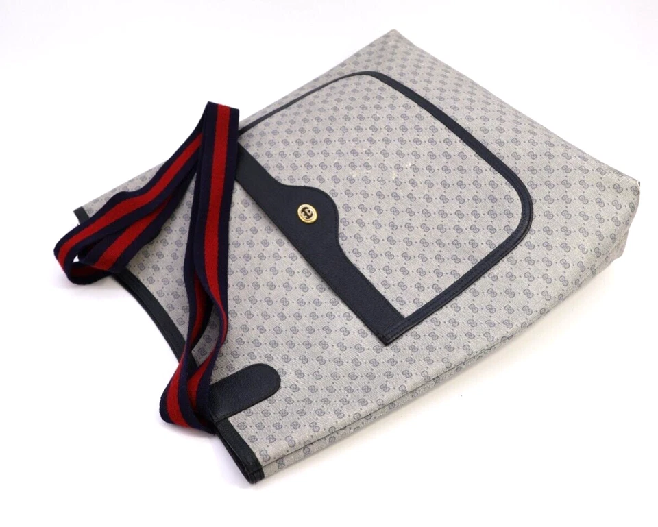 复古古驰托特包 单肩包 手提包 钱包 Micro-GG 雪利酒 灰色 正品 — 第 2/4 张图片