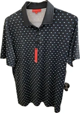 Redvanly Ryder Performance Golf Polo Mens Large Black Tuxedo Lotus Print