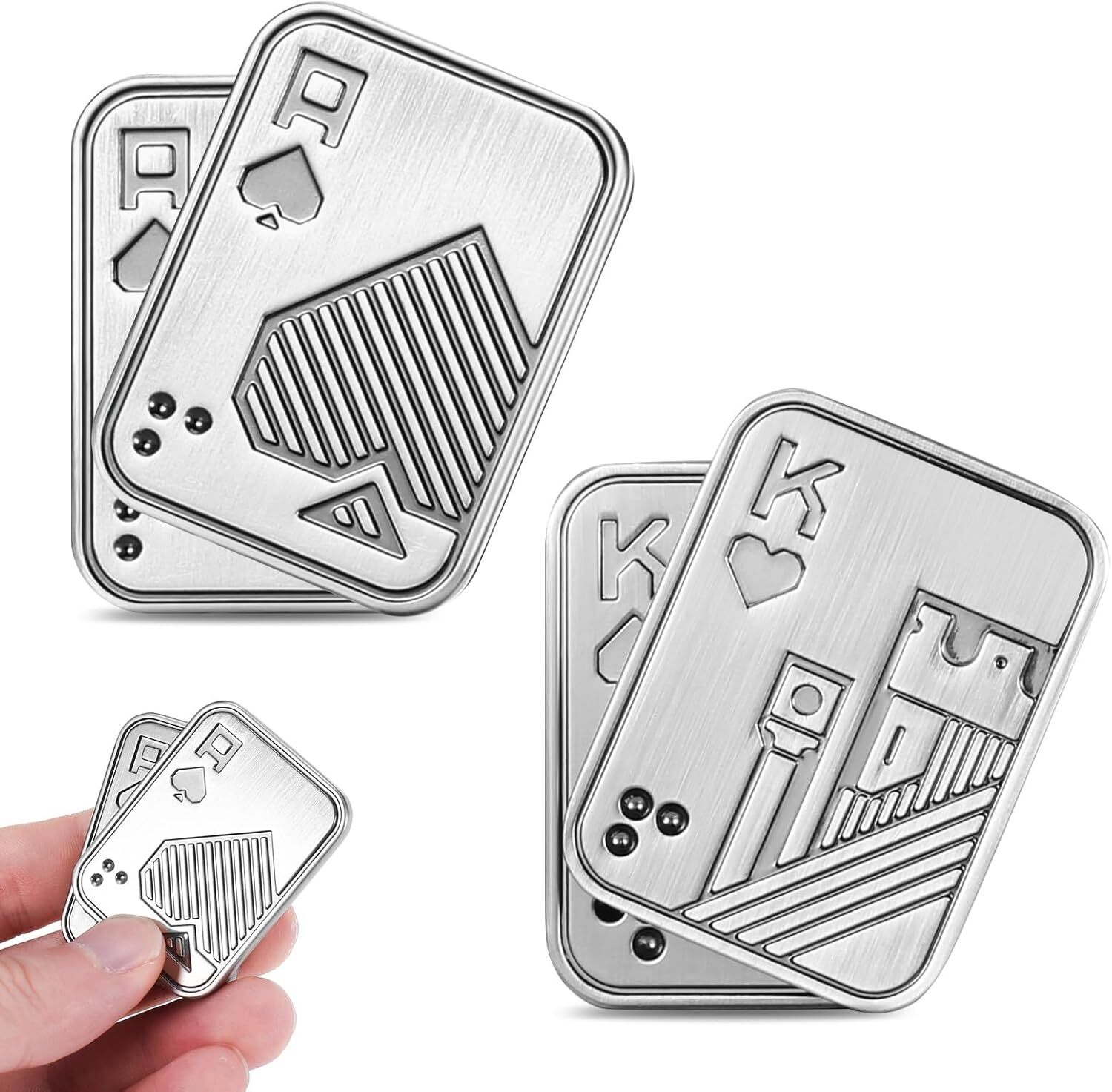2 Pcs Metal Poker Fidget Slider,Magnetic EDC Toys,Stress Relief Poker...