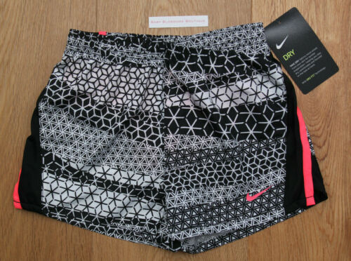 Nike Girl Running Shorts ~ Black, White & Neon Pink ~ DRI-FIT ~ - Picture 1 of 2
