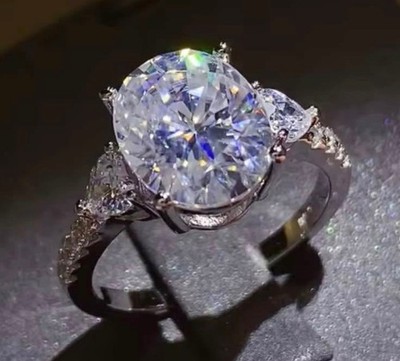 White brilliant cut Moissanite Ring 8.52 Ct GRA Custom Designed 
