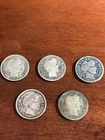 Lot of (5) U.S. Silver Barber Dimes - Circulated No Reserve! Silver is Hot!!!!