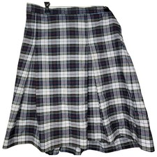 Vtg Tartan Plaid Preppy Grunge Box Pleat Schoolgirl Skirt, Sz 14 Girls