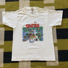 Vintage 90s Seattle Washington Art Tee Youth Boys T Shirt USA Made M 10-12 WA