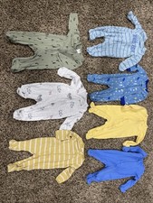Mixed Lot Of 7 Size 0-3m Carters, Gerber, Etc Baby Boy Zippy PJ s