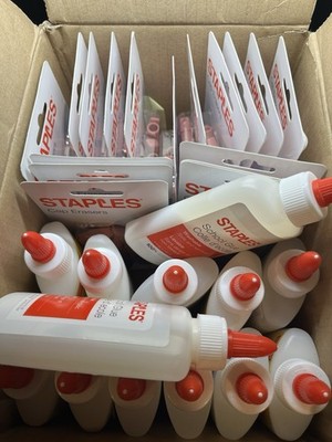 Large Lot - Glue (13x) And Cap Erasers 12 Pack (17x) School Supplies