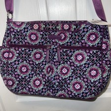 New Lg Vera Bradley Diaper Bag Crossbody Lilac Medallion Retired W/ Tags