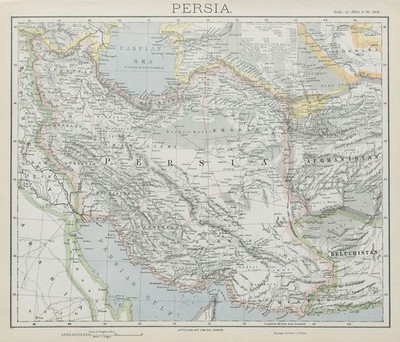 PERSIEN IRAN. Osmanischer Irak. Kaspisches Meer. Afghanistan. LETTS 1884 alte Landkarte