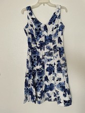 Chaps Royal Blue Floral Womens Sz 2 Dress Sleeveless