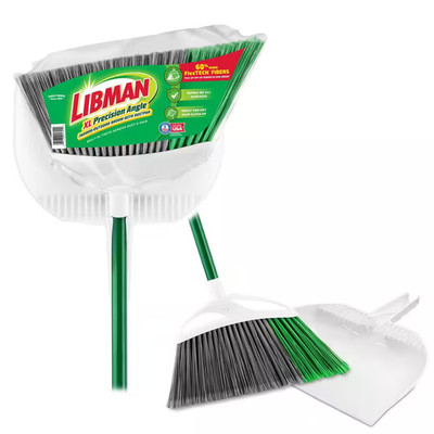 15 In. Extra-Large Precision Angle Broom and Dustpan Set with Steel Handle