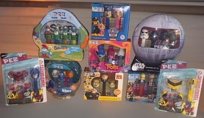 Sealed Pez Set Lot ~ Smurfs, Star Wars, DC Comics, Minions, Transformers, Trolls