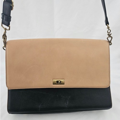 J.Crew Brown Black Colorblock Edie Grand Bag Camel Shoulder Bag Minimalist - Picture 7 of 11