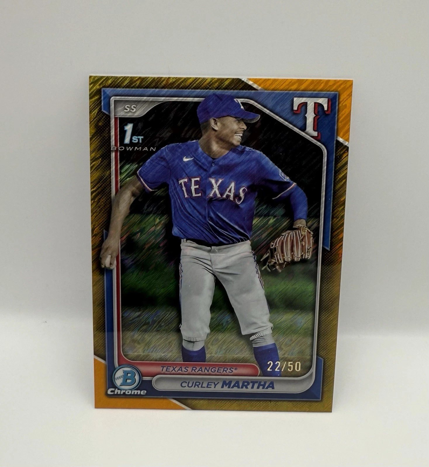 2024 Bowman Chrome Prospect Base Gold Shimmer #BCP-168 Curley Martha /50