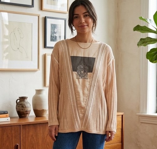 Gianfranco Ferré, Maglione maglia donna vintage Gianfranco Ferre taglia M EU 40Beige con logo