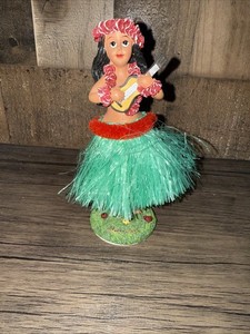Hawaiian Hula Nodder Vtg 7" Ukelele Girl Dancer Bobble ,HAWAII base .
