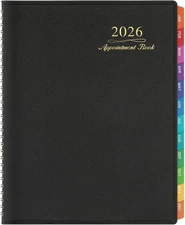 Appointment Book/Planner 2026 - Weekly 8 inches X 10 inches, Black 