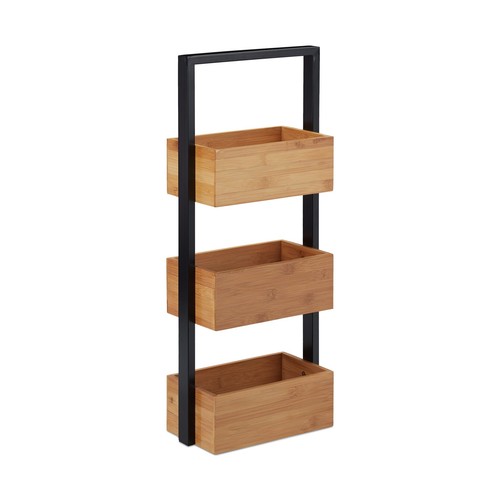 Scaffale da bagno in bambù Contenitore per cosmetici 3 ripiani Design moderno - Foto 8 di 8