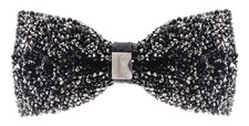 Man of Men Rhinestone Bow Ties for - One Size Fits Most, Jewels - Black
