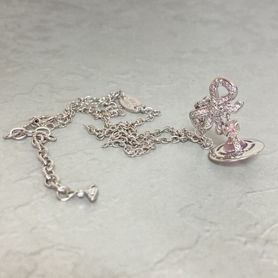 Vivienne Westwood Necklace OCTAVIE Ribbon Orb Pink Silver T. 2cm x