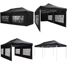 Tent Parties Weddings Backyards 10'x20' Pop Up Canopy 6 Sidewalls - Black