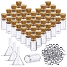 Yungyan 50 Pieces Small Mini Glass Bottles Jars with Cork 0.5ml, Clear