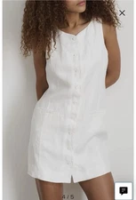 Alex Mill Women's Anna Button Vest Mini Dress in Linen White Size M