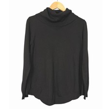 JOAN VASS Black Cowl Neck Long Sleeve Cashmere Blend Sweater Top Women's Size L