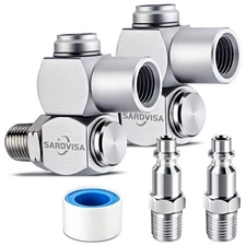 2-Packs 1/4" NPT 360 Degree Swivel Air Hose Connectors, Industrial Swivel Air