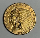 AU 1925-D Indian Head Gold Quarter Eagle, All Original U.S. $2.50 Almost UNC