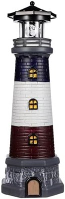 Solar Garden Lighthouse Decor, Resin Waterproof Solar-Powered Lighthouse Statue