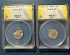Two ANACS Graded FSB Mercury Dimes 1941-S and 1942-S