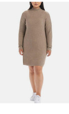 Hilary Radley Womens Knit Long Sleeve Sweater Dress (Natural, XXL) NWOT