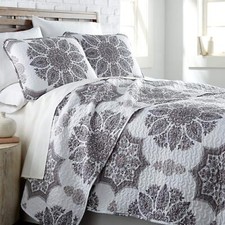 Stylish Medallion Bedding Twin/Twin XL Size Set Shades of Grey Intricate