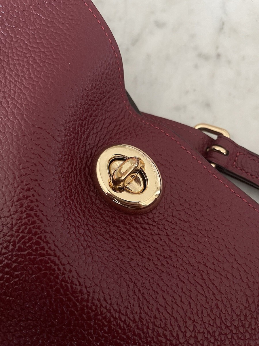 Coach Red Pebbled Leather Charlie Bucket Shoulder Bag Crossbody