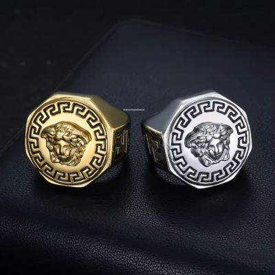 14K Yellow Gold Plated Gianni VERSACE RING MEDUSA Head Face