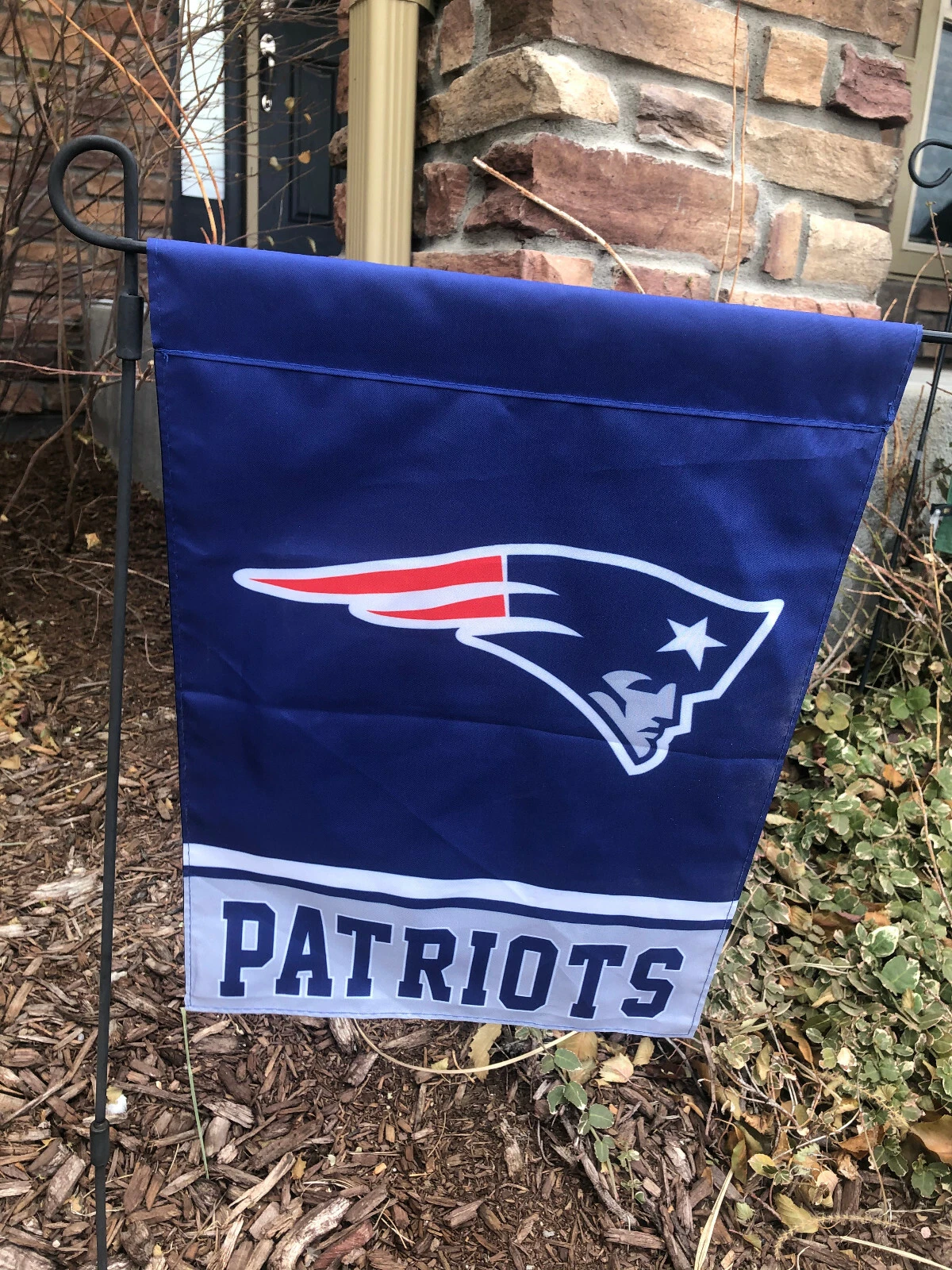 New England Patriots Double Sided Garden Flag Banner 12 x18
