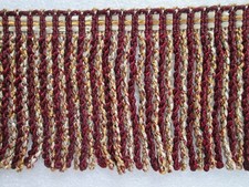 6 yards Ribbon BULLION FRINGE 6"- WINE/RED/GOLD/BEIGE - Fabric Upholstery Trim