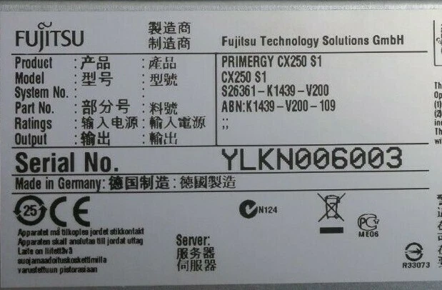 Fujitsu PRIMERGY CX250 S1 No CPU No Memory CTO Node Server S26361-K1439-V200 - Image 3 of 3