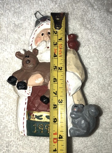 1997 Eddie Walker Woodland Santa Claus w/Reindeer & Squirrel Ornament (Repaired) - Picture 10 of 11