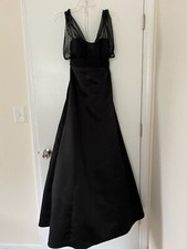 David's Bridal full length bridesmaid's fully lined gown black size 4 worn once