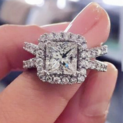 Fashion 925 Silver Rings Women Jewelry Cubic Zircon Wedding Gift Sz 6-10