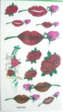 King Horse Red Rose with Lips Temporary Tattoos HM194 New Arrival 