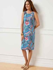 TALBOTS EFFORTLESS JERSEY SHIFT DRESS PAISLEY BOTANICAL Womens PXL New $139